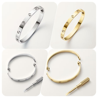 Браслеты и кольца в стиле  "Cartier"