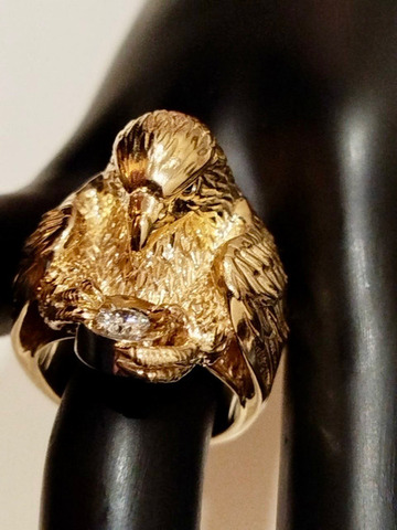 Кольцо“Сокол” золото 585,бриллиант,сапфиры - 2/8