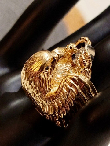 Кольцо“Сокол” золото 585,бриллиант,сапфиры - 3/8