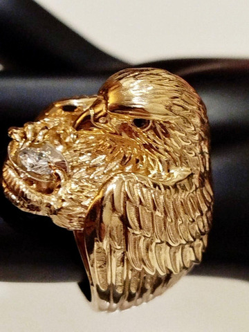 Кольцо“Сокол” золото 585,бриллиант,сапфиры - 4/8
