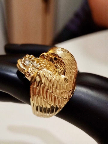 Кольцо“Сокол” золото 585,бриллиант,сапфиры - 5/8