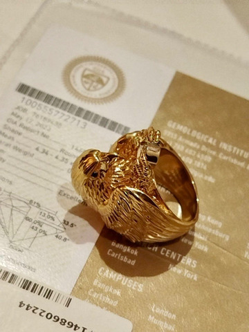 Кольцо“Сокол” золото 585,бриллиант,сапфиры - 6/8