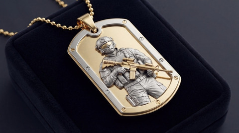 Премиальный армейский жетон — золото & серебро