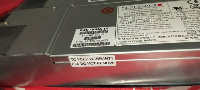 Supermicro PWS-1K03A-1R  80 Plus Titanium - 9/12