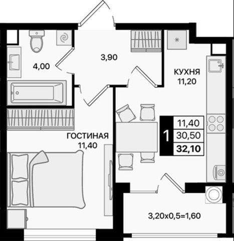 Новостройка 1 к квартира в Александровке - 10/10