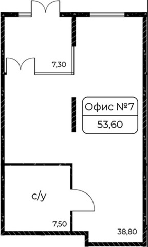 помещение S 53.6 кв.м - 3/4