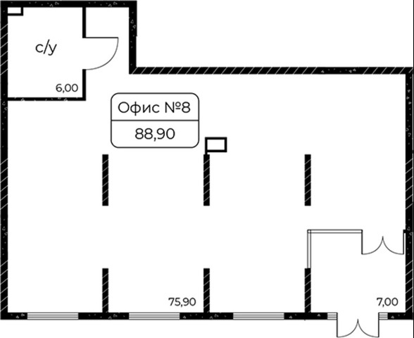 помещение S 88.9 кв.м - 2/6