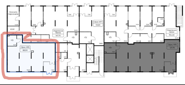 помещение S 88.9 кв.м - 3/6