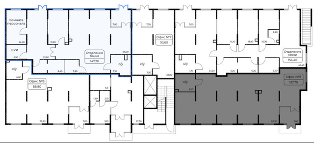 помещение S 147.7кв.м - 2/3