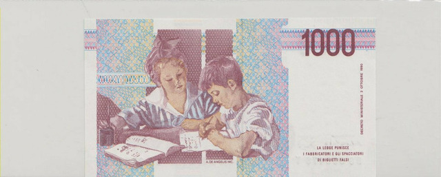 Италия , 1000 лир , 1990 г. , Unc . - 2/2