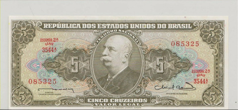 Бразилия , 5 крузейро , 1964 г. , Unc .