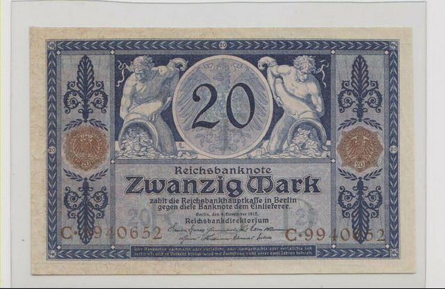 Германия , 20 марок , 1915 г. , Unc- .