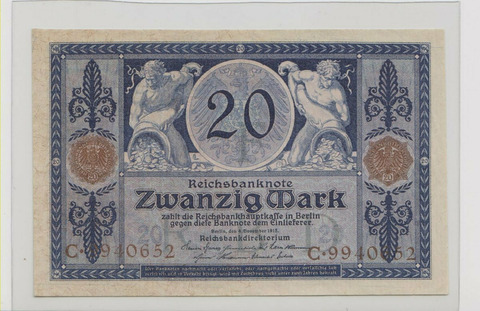 Германия , 20 марок , 1915 г. , Unc- .