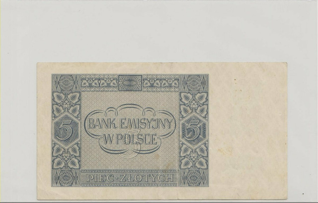 Польша , 5 злотых , 1941 г. , XF . - 2/2