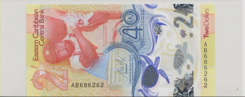 Восточные Карибы, 2 доллара, 2023 г., Unc .