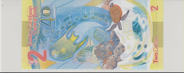 Восточные Карибы, 2 доллара, 2023 г., Unc . - 2/2