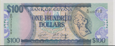Гайана , 100 долларов , 2019 г. , Unc .