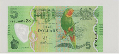 Фиджи , 5 долларов , 2012 г. , Unc .
