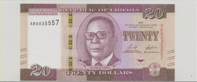 Либерия , 20 долларов , 2022 г. , Unc .