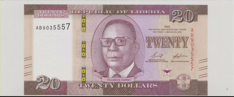 Либерия , 20 долларов , 2022 г. , Unc .