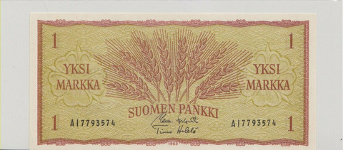 Финляндия , 1 марка , 1963 г. , Unc .
