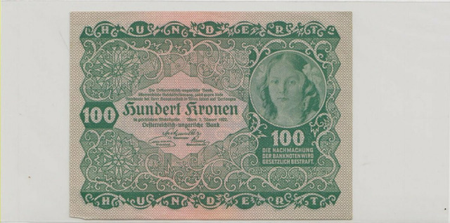Австрия , 100 крон , 1922 г. , XF+ .