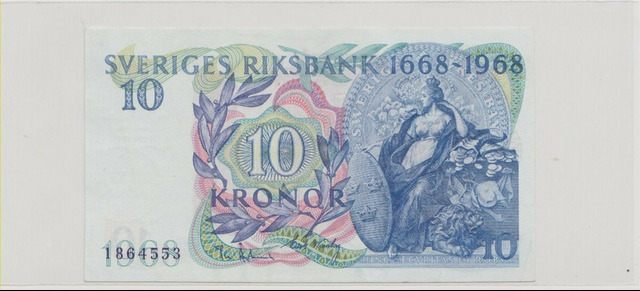 Швеция , 10 крон , 1968 г. , Unc- .