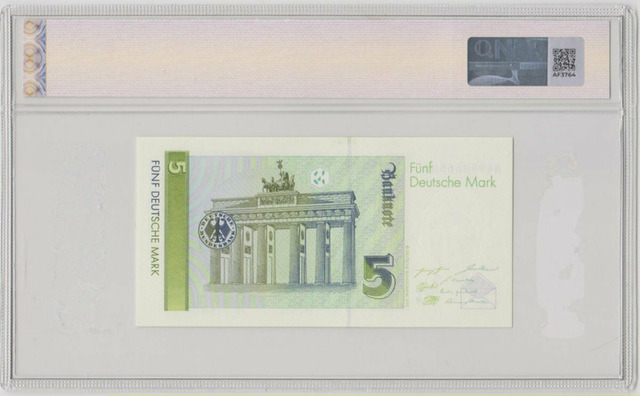 Германия (ФРГ) , 5 марок , 1991 г. , Unc . - 2/2