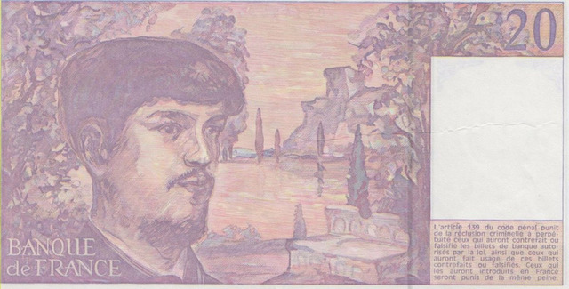 Франция , 20 франков , 1991 г. , XF+ . - 2/2