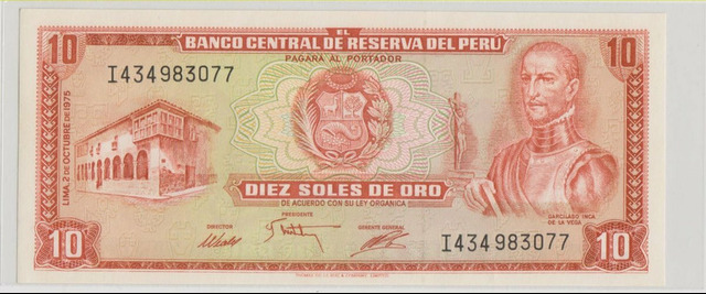 Перу , 10 солей , 1975 г. , Unc .