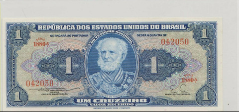 Бразилия , 1 крузейро , 1954 г. , Unc .