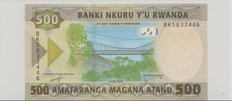 Руанда , 500 франков , 2019 г. , Unc .