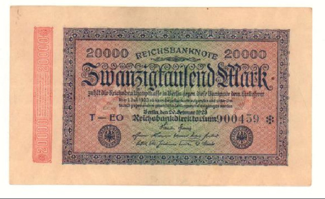 Германия , 20000 марок , 1923 г. , XF .
