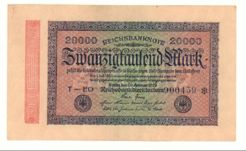 Германия , 20000 марок , 1923 г. , XF .