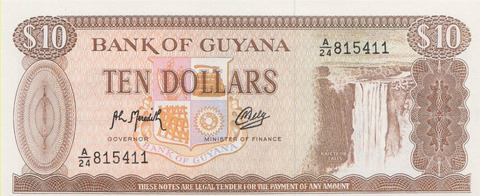 Гайана , 10 долларов , 1992 г. , Unc .