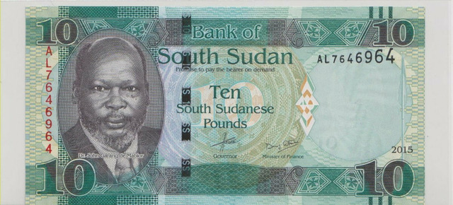 Южный Судан , 10 фунтов , 2015 г. , Unc .