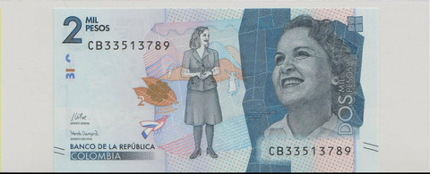 Колумбия , 2000 песо , 2021 г. , Unc .