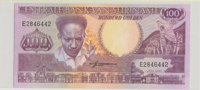 Суринам , 100 гульденов , 1986 г. , Unc .