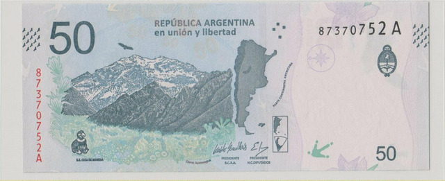 Аргентина , 50 песо , 2018 г. , Unc . - 2/2