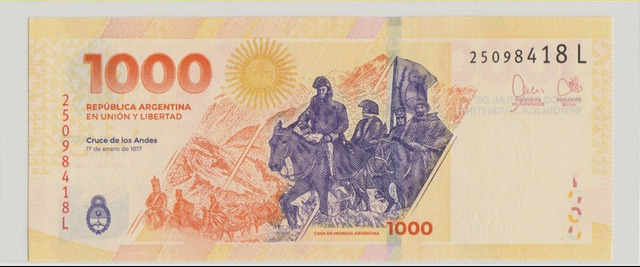Аргентина , 1000 песо , 2023 г. , Unc . - 2/2