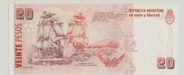 Аргентина , 20 песо , 2013 г. , Unc . - 2/2