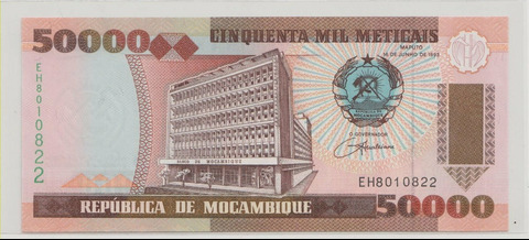 Мозамбик , 50000 метикалов , 1993 г. , Unc .
