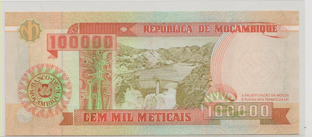 Мозамбик , 100000 метикалов , 1993 г. , Unc . - 2/2