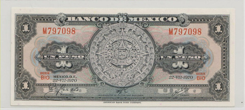 Мексика , 1 песо , 1970 г. , Unc .