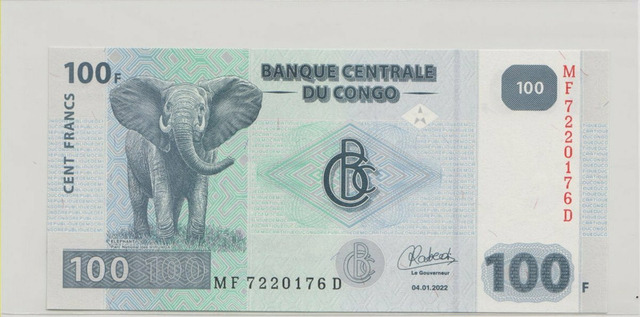 Конго , 100 франков , 2022 г. , Unc .