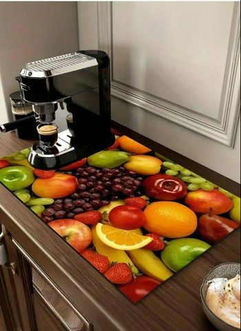 Коврик для сушки посуды 40 см х 30 см, 1 шт фрукты - 1/3