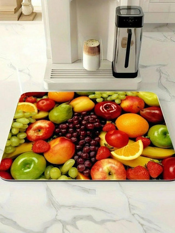 Коврик для сушки посуды 40 см х 30 см, 1 шт фрукты - 3/3